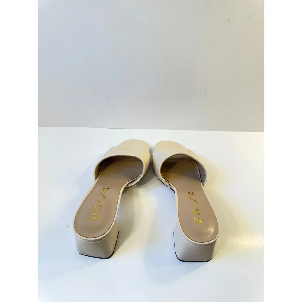 Unisa Womens Block Heels Ivory Leather US 7.5